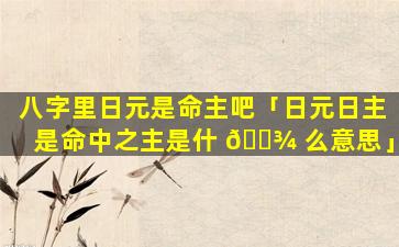 八字里日元是命主吧「日元日主是命中之主是什 🌾 么意思」